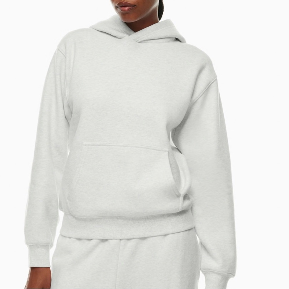 Aritzia TNA Cozy Fleece Perfect Hoodie in Heather Cloud White